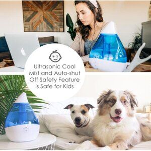 Crane Droplet Ultrasonic Teardrop Cool Mist Air Humidifier, .5 Gallon Blue/White